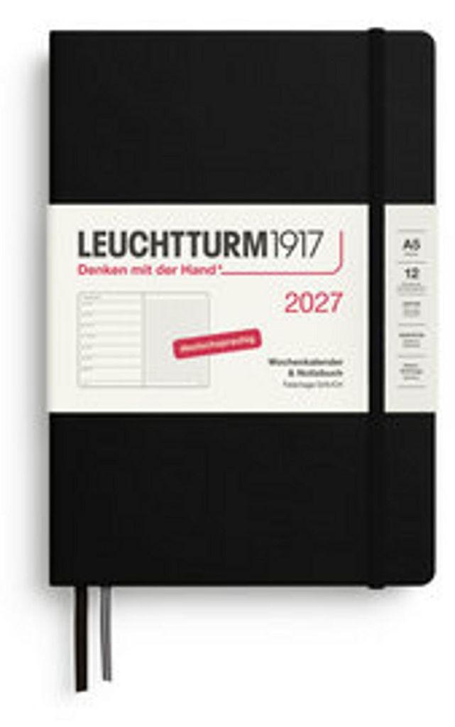 Wochenkalender & Notizbuch Medium A5 Dotted Schwarz 2027 Produktbild 