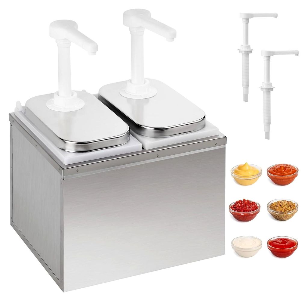 4L Saucenspender Pumpstation aus Edelstahl mit 4 Pumpen, für Ketchup, Salatdressing, Mayo, Honig, Senf, Marmelade, geeignet für Küche und Restau...