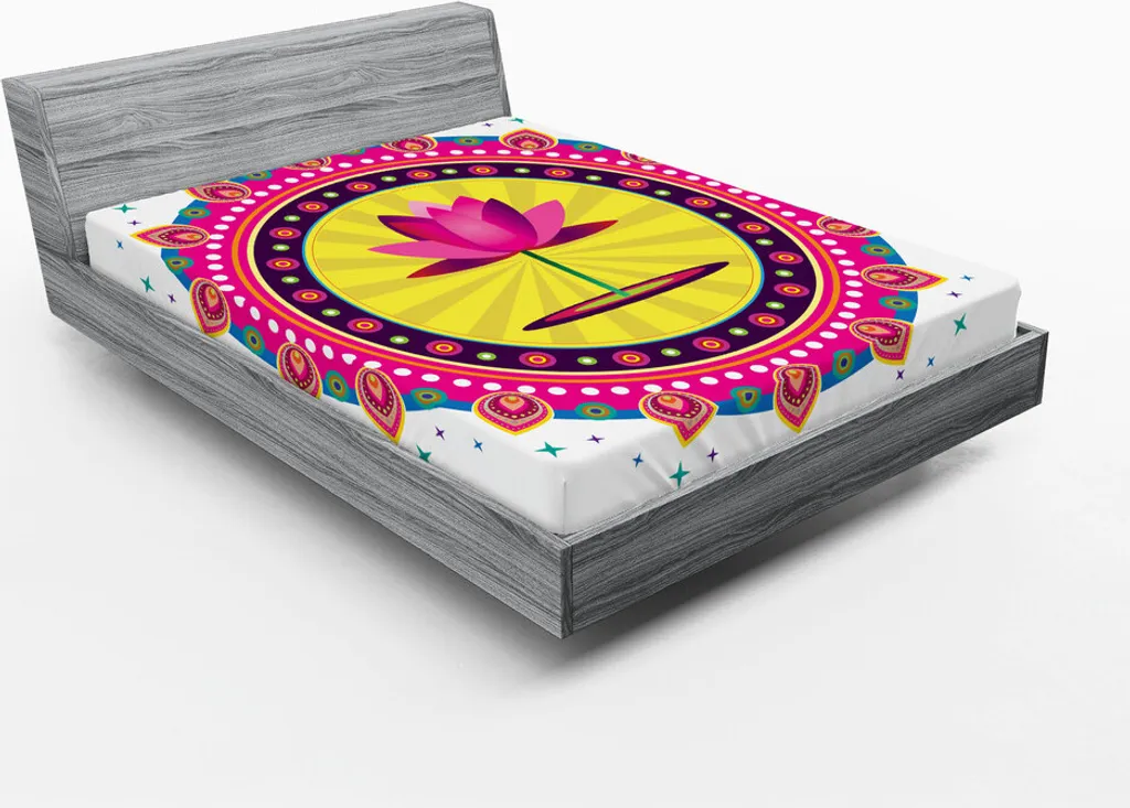 Arredo Boho: Lenzuolo 180x200 ABAKUHAUS Mandala Fiore di Loto