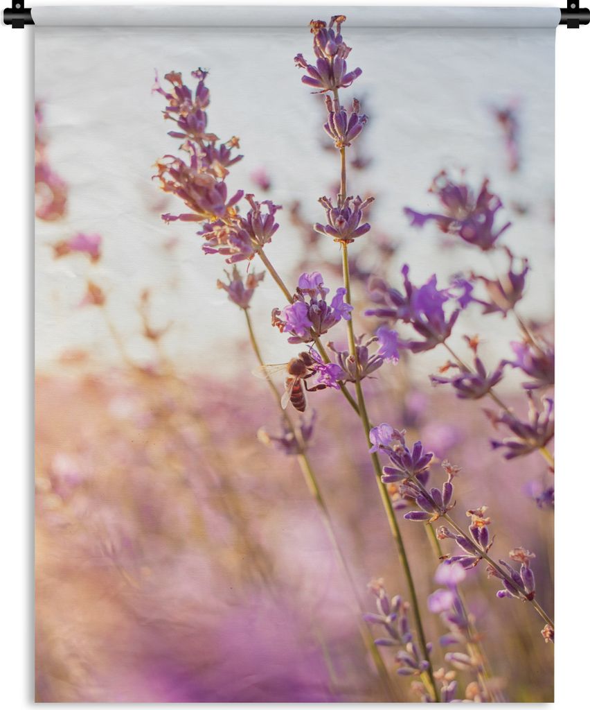 MuchoWow Wandteppich Wandbehang Lavendel - Nahaufnahme - Sonne - Blumen - Lila 150x200 cm Tapisserie Dekoration Wandtuch - Wandaufhängung - Mode...