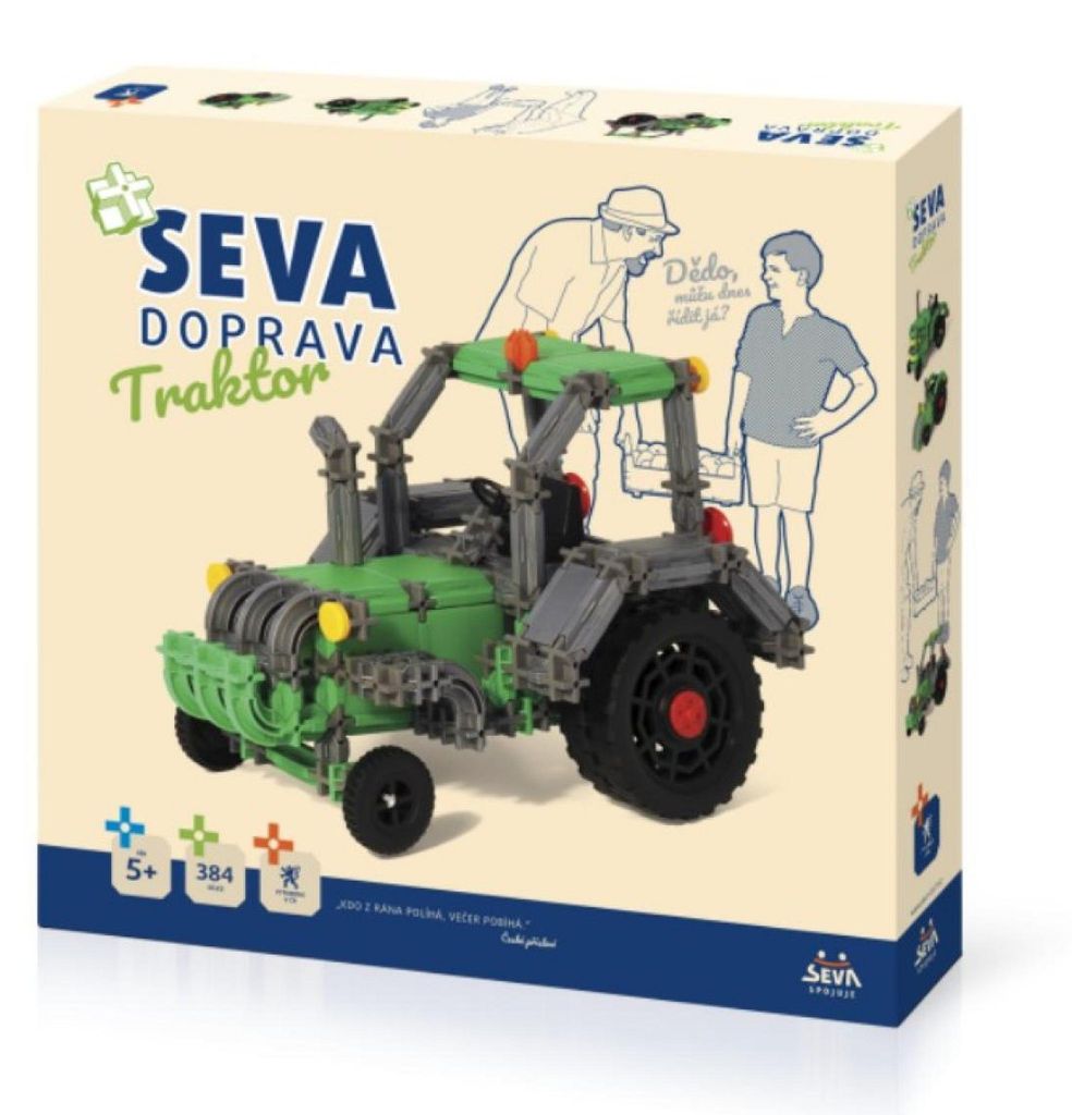 Stavebnice SEVA DOPRAVA Traktor plast 384 dílků v krabici Obrázek produktu 