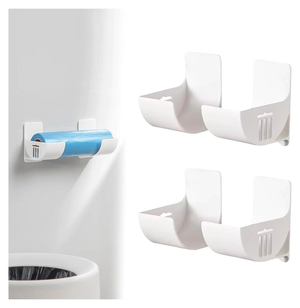 4 Stück Küchenorganizer für Müllsäcke, Wandmontierter Müllbeutelhalter, Einstellbarer Müllbeutelspender, Selbstklebend für die Küchenorgan...