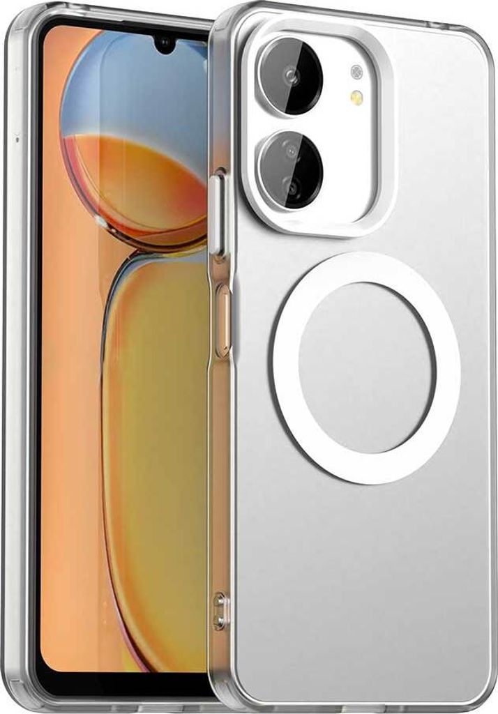 Magnetisch Hülle für Xiaomi Redmi 13R / Redmi 13C 5G/4G, Schlank Durchscheinend Matt Stoßfest Handyhülle Weiß