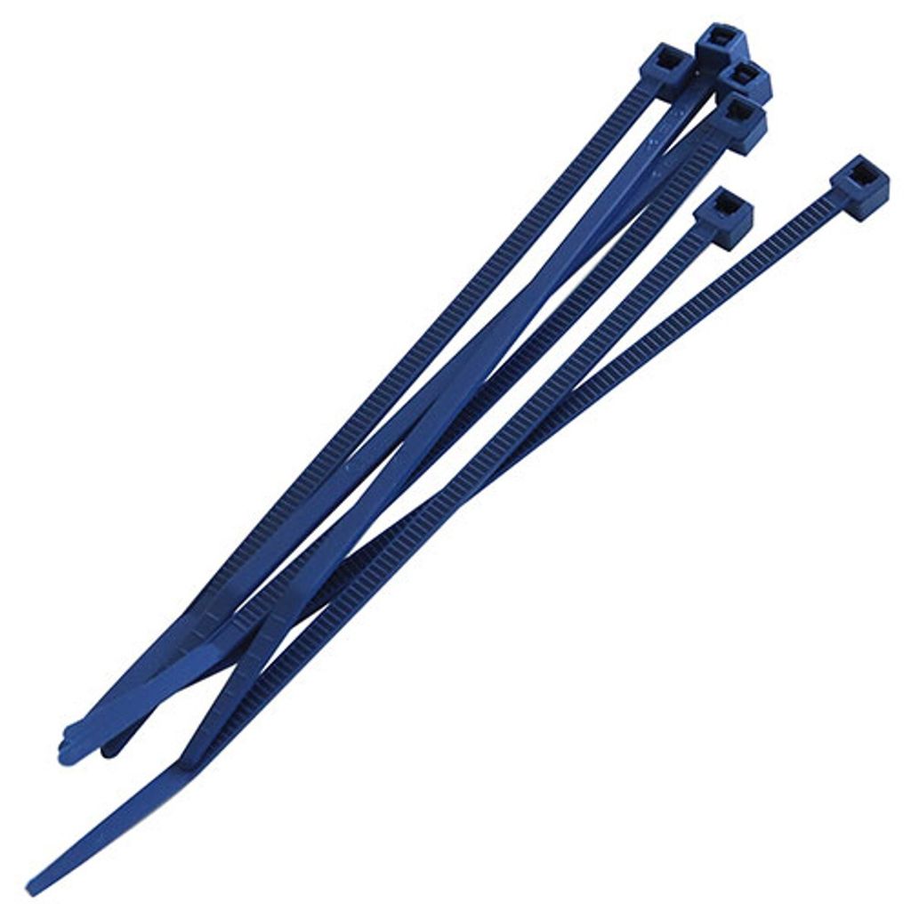 Detektierbare Blitzbinder, Kabelbinder, zugfeste Schnellbinder, Rasterschlaufen, blau, Größe:9.8 cmx 2.5 mm
