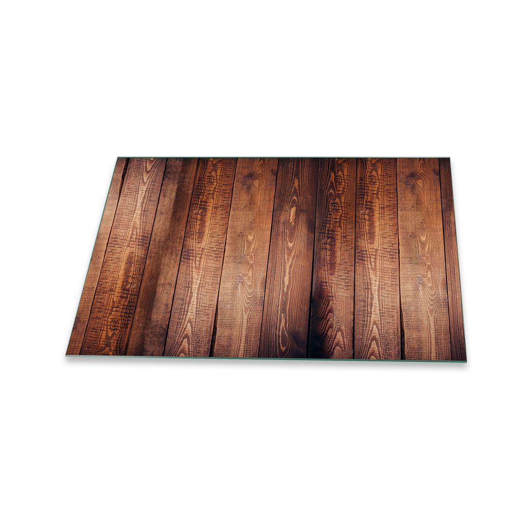 Herdabdeckplatte Glaskeramik 1 Teilig 80x52 Holz Braun Abdeckung Glas Spritzschutz