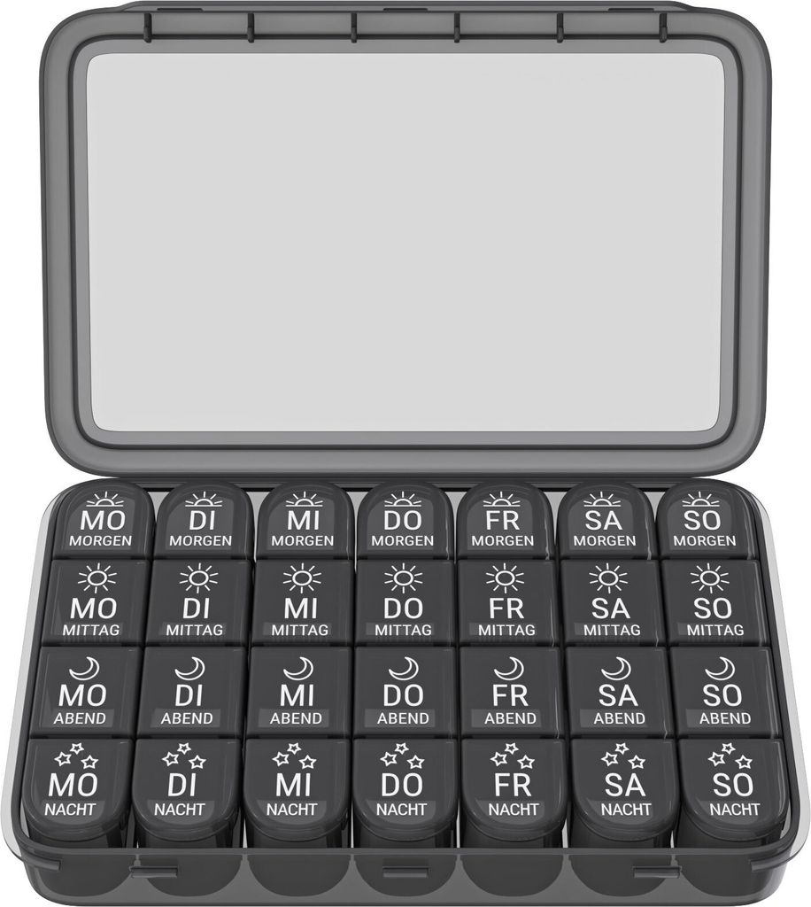 WELLGRO Tablettenbox für 7 Tage - Pillendose je 4 Fächer Produktbild 