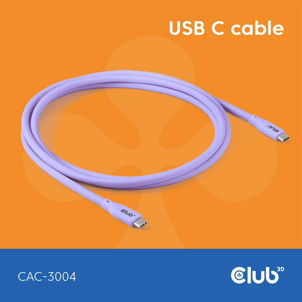 OFFERTA Cavo Club3D USB-C Viola 240W | 20Gbps | Spedizione Immediata