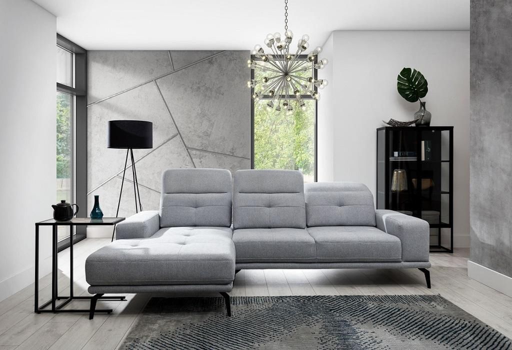 Ecksofa L Form Stoff Sitz Garnitur Designer Wohnlandschaft Textil Couch Sofa Neu