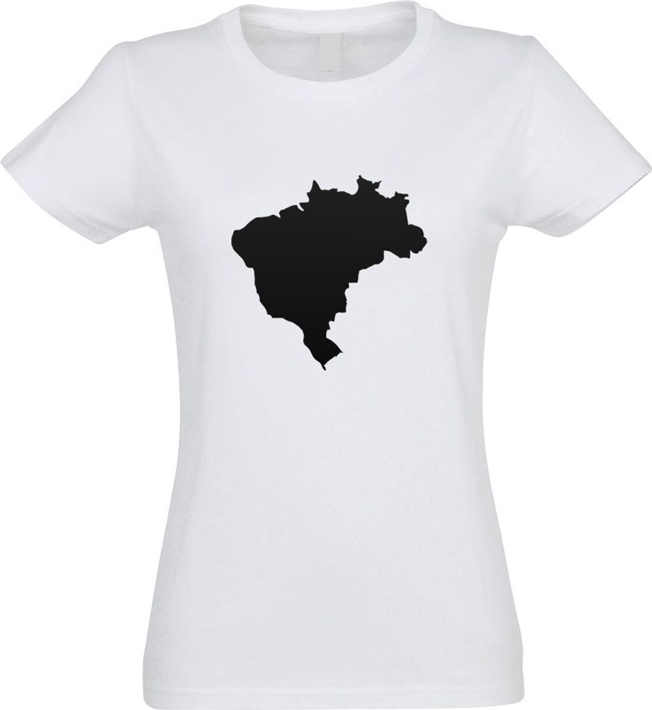 Kiwistar - T-Shirt tailliert - Damen - Weiss - Brasilien Umriss Kontur - mit Motiv Bedruckt - Funshirt Design - Sport - Freizeit - Damen - M