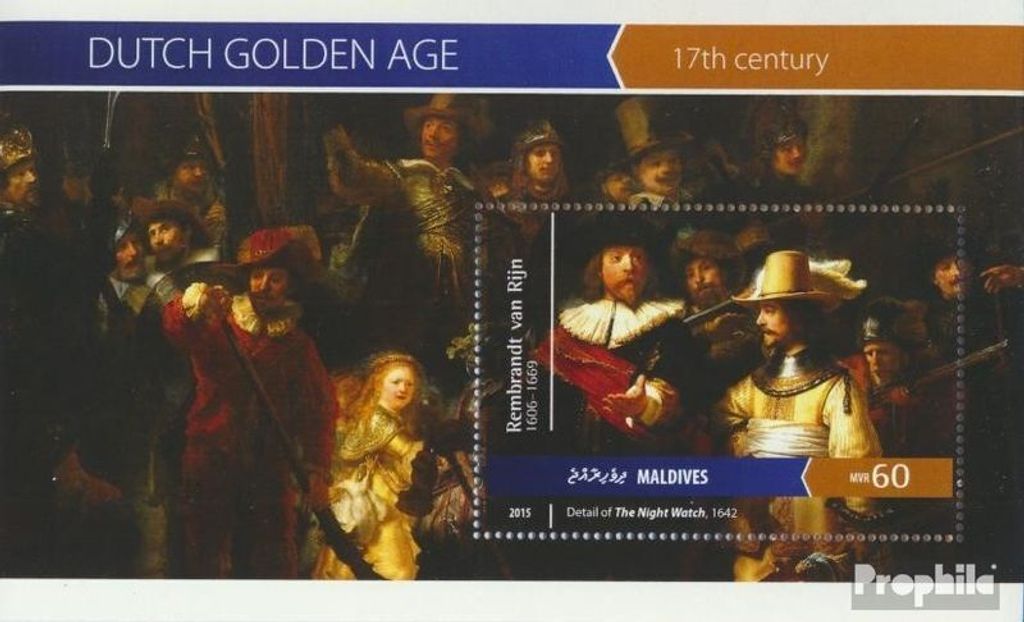 Briefmarken Malediven 2015 Mi Block 853 (kompl. Ausg.) postfrisch Holländisches Goldenes Zeitalter
