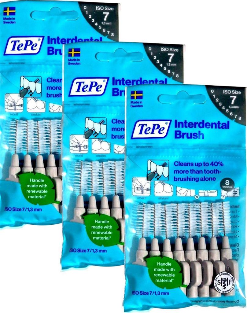3x8 TePe Original Interdentalbürsten - 1,3 mm  grau Produktbild 