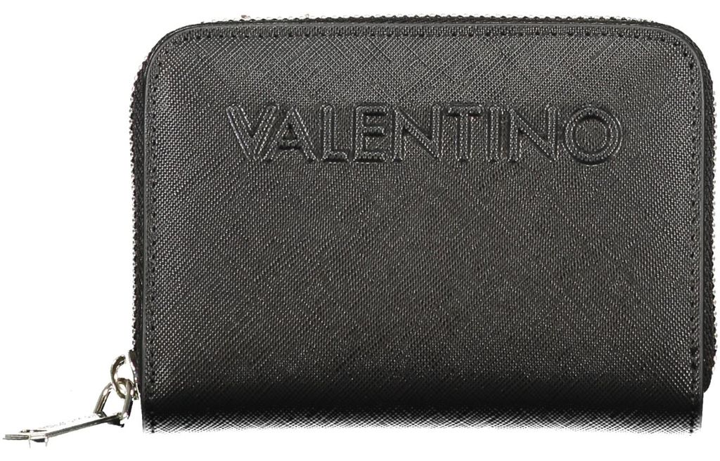 Stylische schwarze Damengeldbörse mit vielen Fächern und Reißverschluss