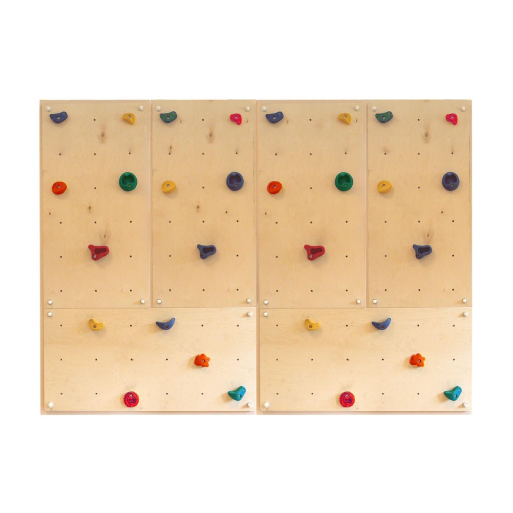 Kletterwand Indoor mit bunten Klettersteinen und Montagematerial für Kinder und Erwachsene Größe: 6 Platten (3,90 m²)