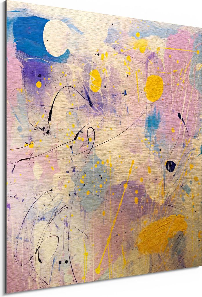 DEQORI Alu-Dibond Bild Gold 30x30 cm 'Die Sonnenblitze' Wandbild Metall dünn Design