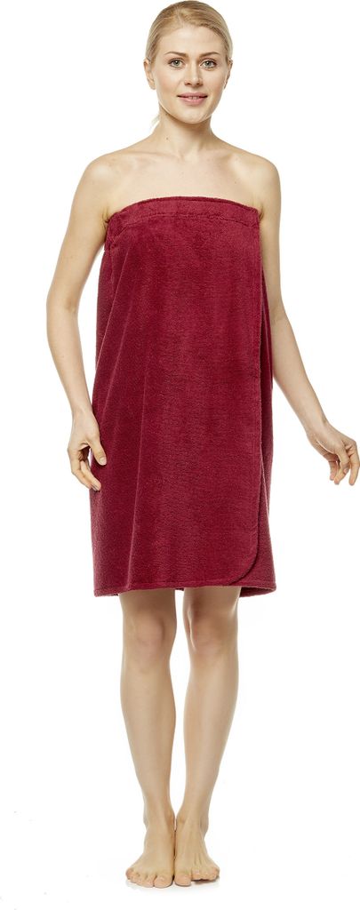 Arus Saunakilt für Damen aus 100% Baumwolle, Farbe:Bordeaux, Größe:L / XL