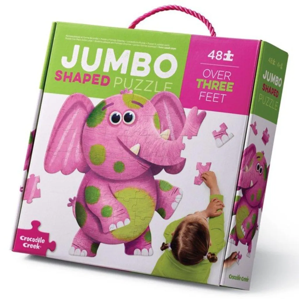 Puzzle éléphant rose 48 pièces : finit l'ennui avec Crocodile Creek