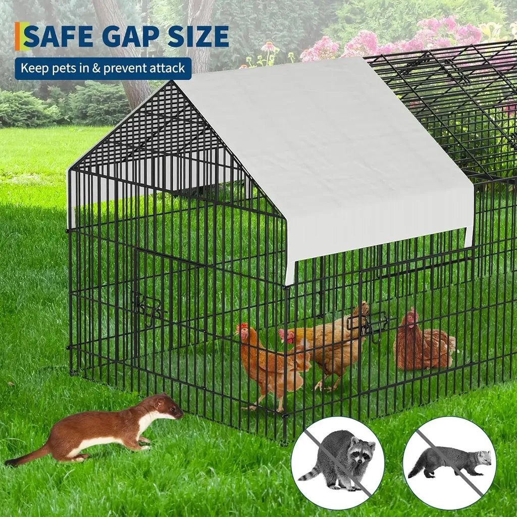 Enclos métallique pour poules structure en fer et bâche imperméable