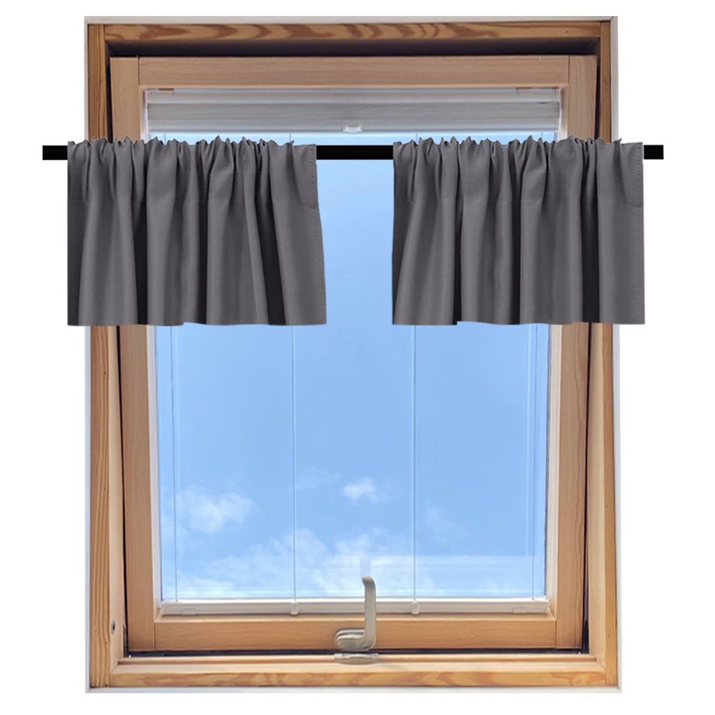 Grau Gardinen Kurz 2er Set Blickdichte Vorhänge Blackout Privatsphäre Fenstervorhang für kleine Fenster Küche Wohnmobil Wohnwagen Schrank B*H:8...