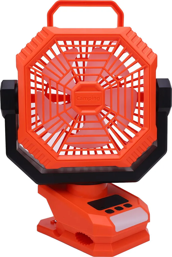 Ventilateur de camping portable 8000mAh avec lumière LED et crochet