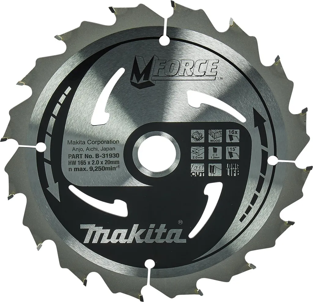 Scier du Bois Facilement avec la Lame Makita M-Force 165 mm 16 Dents