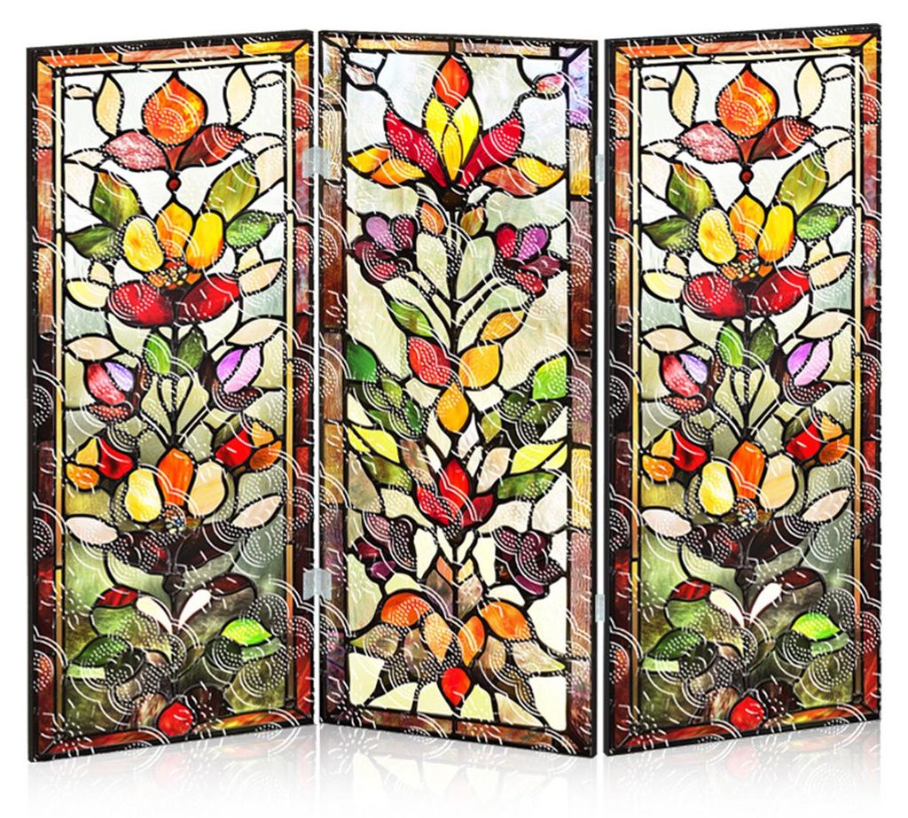 Mini-Paravent mit Buntglas-Effekt, 3-teilig, aus Acryl, für Wohnzimmer, Schlafzimmer oder Büro.