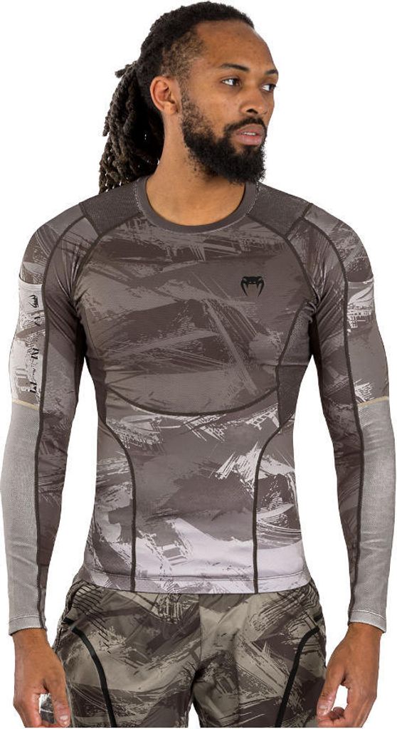Venum Electron 3.0 Rashguard LS Sand Gre L