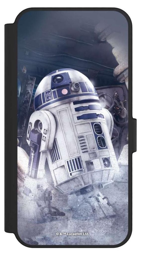 NIVOCASE Klapphülle für Samsung Galaxy S24 FE 5G Handyhülle aus Kunst Leder NIVOflip schwarz Fanartikel Roboter Star Wars