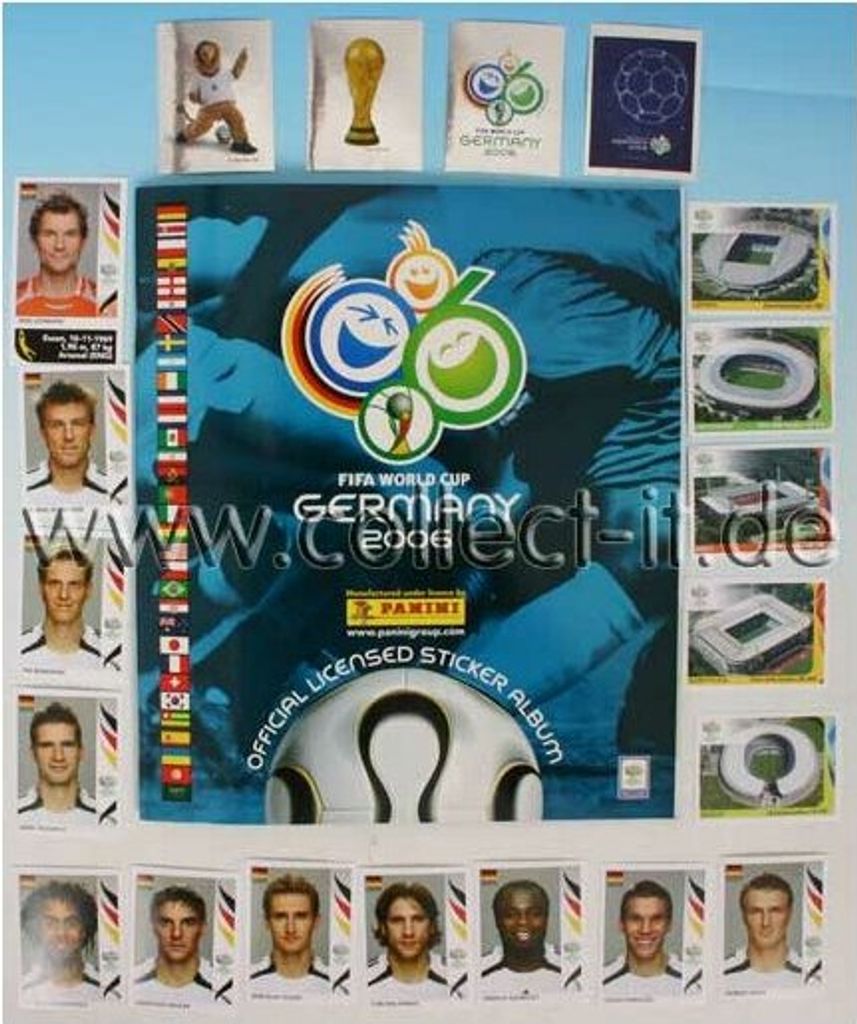 WM 2006 - Alle 596 Panini Sammelbilder der WM 2006, incl. seltener Briefma