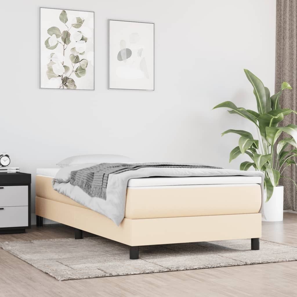"Rabatt" Boxspring-Bettrahmen 2 Personen - Schlafzimmerbett - Creme 90x190 cm Stoff - Klassische Betten CC4516