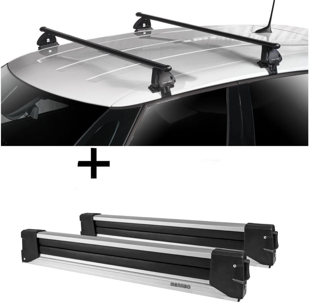Skiträger YELO 6 Paar Ski + Dachträger VDP EVO Stahl kompatibel mit für Renault R21 5 Türer 1989-1994