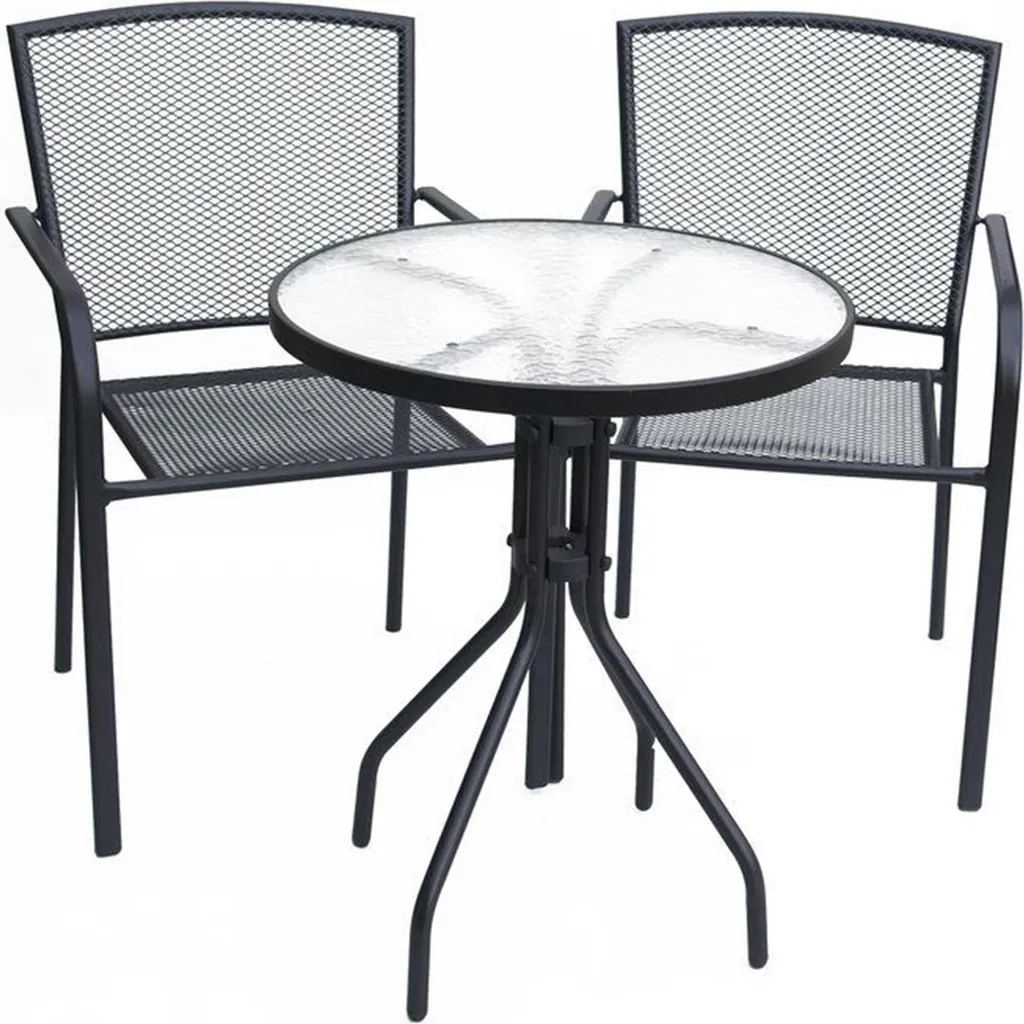 Table de jardin gain de place noire ZWMT-03 en métal et verre 60 cm