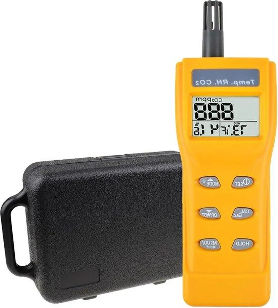 Détecteur CO2 portable rétroéclairé avec capteur d'humidité et température