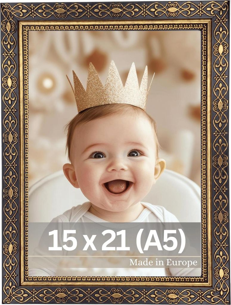 Bilderrahmen "Vermeer" - Farbe: Schwarz Gold - Größe: 15 x 21 cm