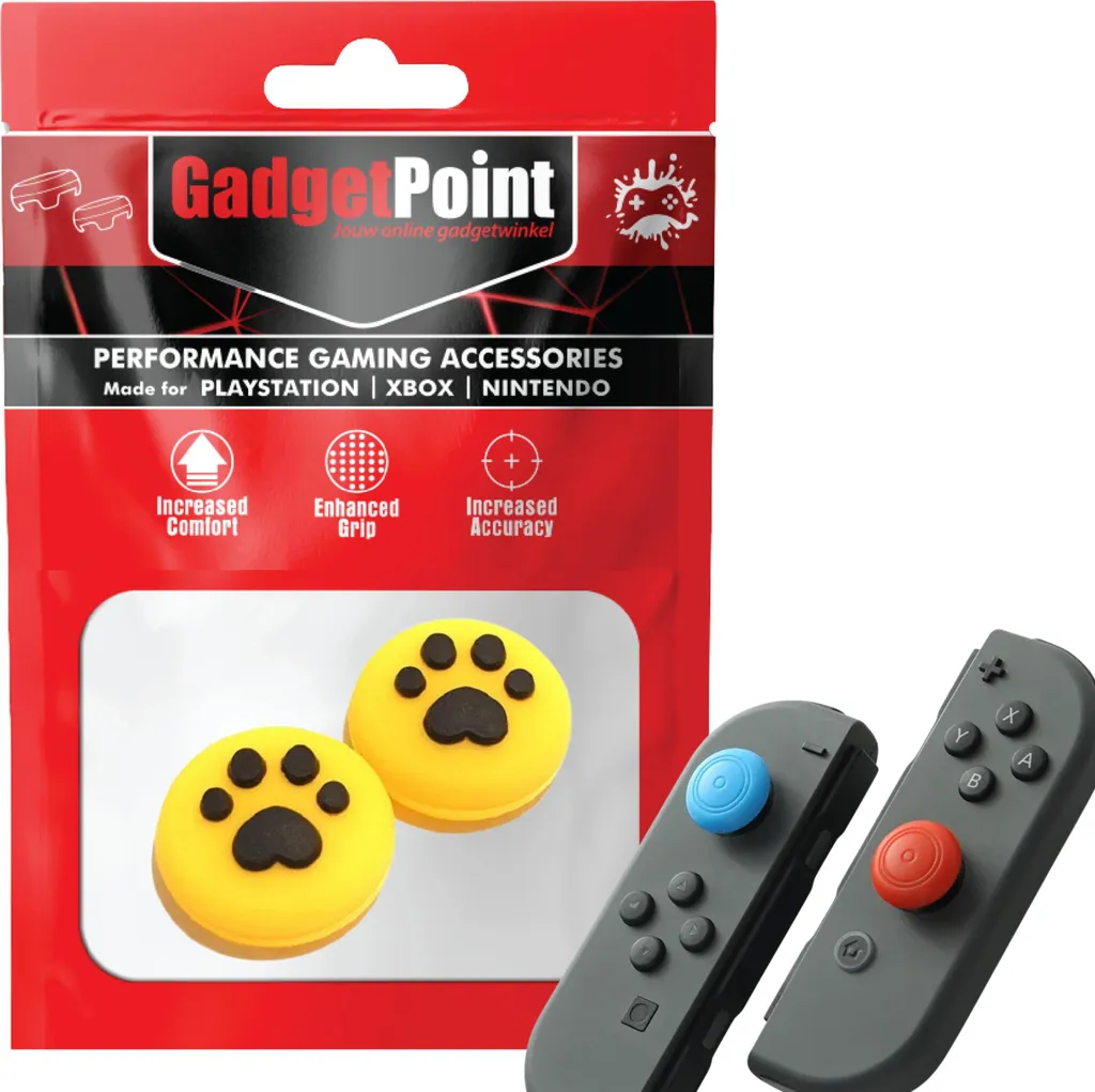 Impugnature per pollice - Impugnature per pollice per controller Nintendo Switch Joy-Con - Impugnature per pollice da gioco - Impugnature per pollice ad alte prestazioni - Cappucci antiscivolo per joystick - Accessori di protezione - Gambe - Giallo con nero -