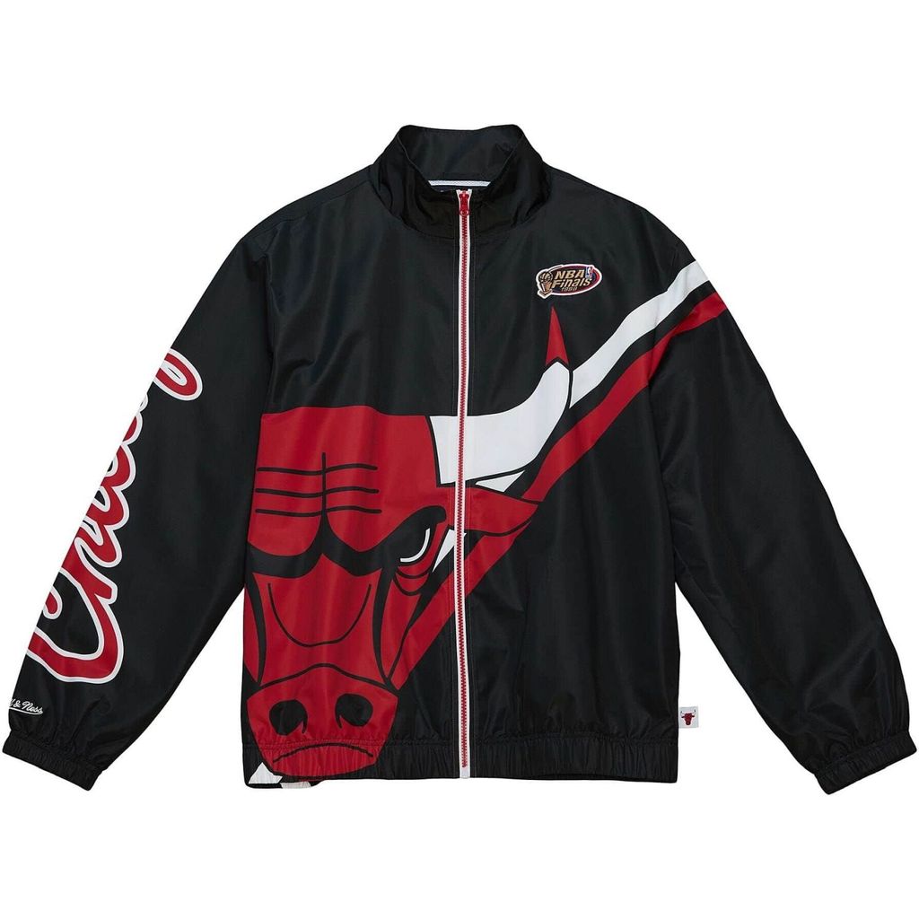 Chicago Bulls NBA Mitchell & Ness Exploded Logo Warm Up Jacke Schwarz-M
