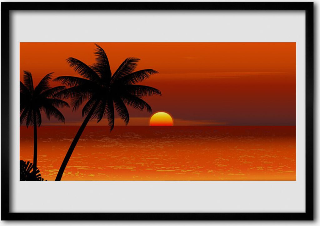 Bild 100x70 MDF-Rahmen Wandkunst Palma Meer, Sonne, Landschaft
