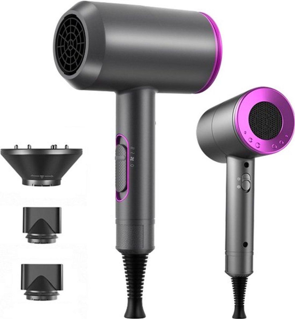 Ionischer Haartrockner – 1800W Föhn mit Diffuser & Stylingdüsen, Leise, Schnell
