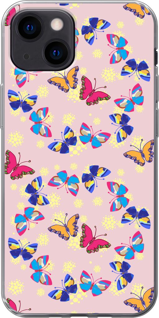 MuchoWow Handyhülle Schutzhülle Hülle für Telefoonhoesje iPhone 13 mini Mädchen - Schmetterling - Insekten - Muster - Mädchen - Kinder - Ki...