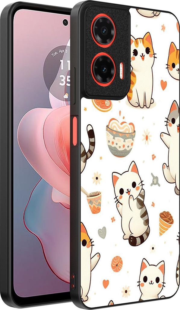 Smartphonica Handytasche passend für Motorola Moto G Power 2024 mit Katzendruck - TPU Rückendeckung Fall Katze Design