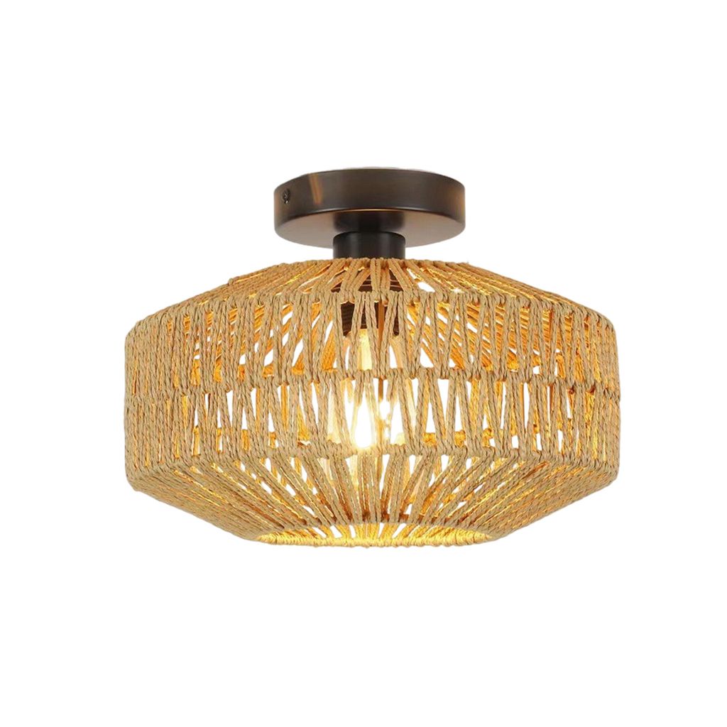 Deckenleuchte Vintage Rattan – Boho Hängelampe Produktbild 