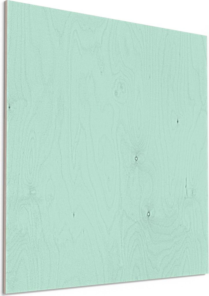 DEQORI Holzbild 50x50 cm 'Pastellfarben - Minze' Bild auf Holz Wandbild Kunstdruck