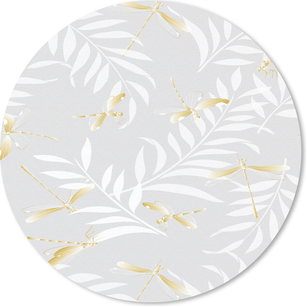 MuchoWow Mauspad Mousepad Libelle - Muster - Gold 30x30 cm - Mousepads - Maus Mat - Pad - Mausunterlage - Tischunterlage - Schreibtischmatten