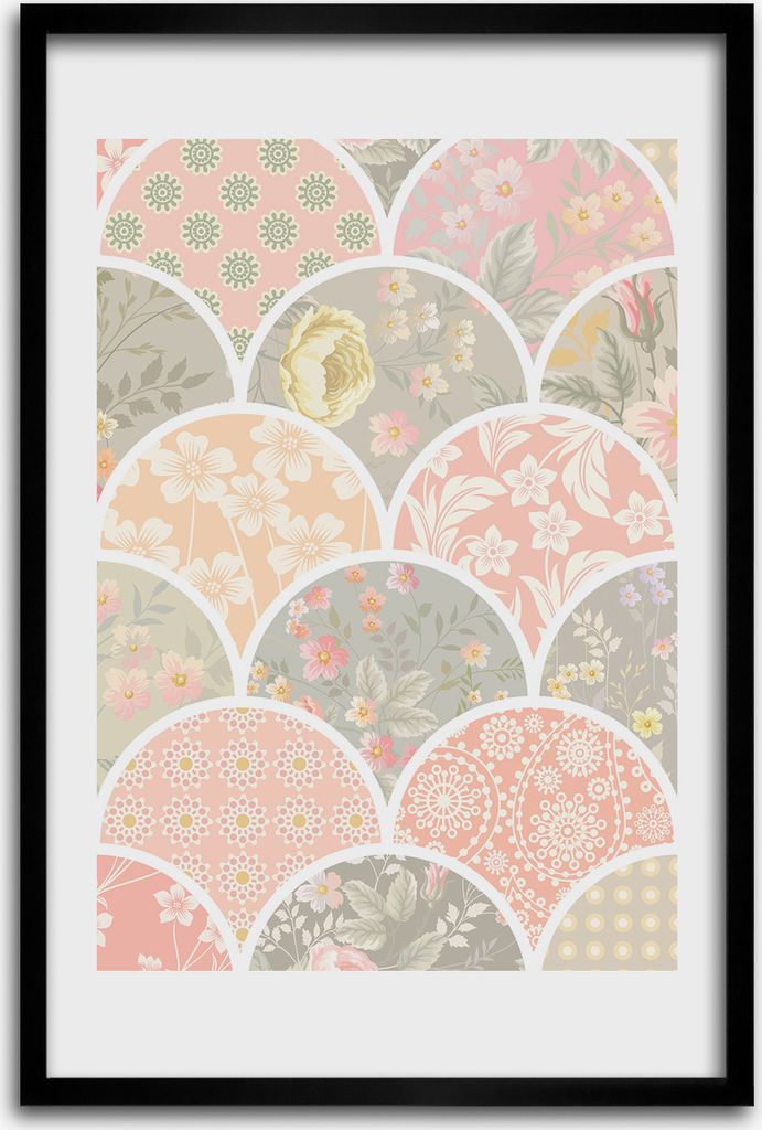 Bild - Bilderrahmen - 40 cm x 60 cm - MDF - Rahmen - Wandkunst - Blumenmuster