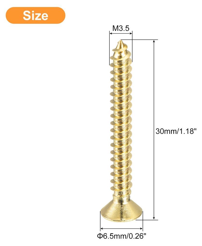 20 Stš¹ck Holzschrauben M3.5¡Á30 mm Kreuzkopf Senkkopfschrauben Farbe Messing Selbstschneidende Schrauben mit Senkkopf Senkkopfschrauben fš¹r...