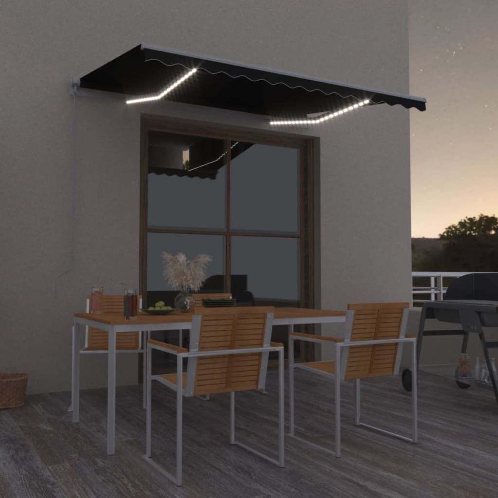 Maison Exclusive - Markise Manuell Einziehbar mit LED 350x250 cm Anthrazit