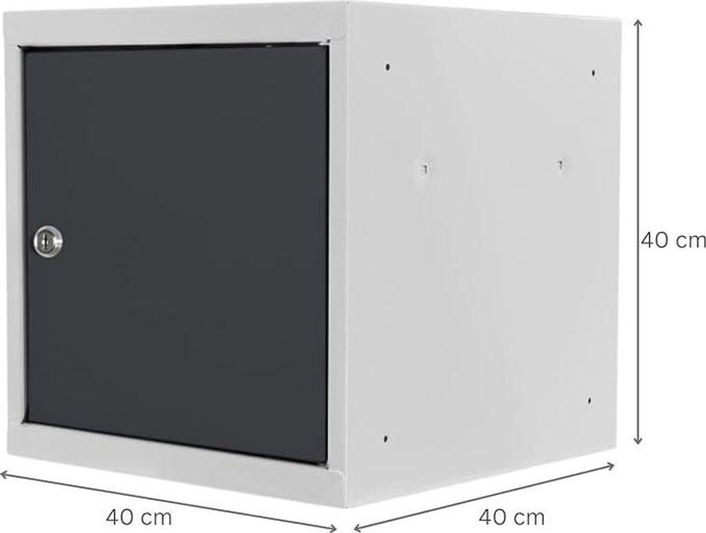 Schließfachwürfel Blocky mit Zylinderschloss + 2 Schlüssel | HxBxT 40x40x40cm | Lichtgrau/Anthrazitgrau