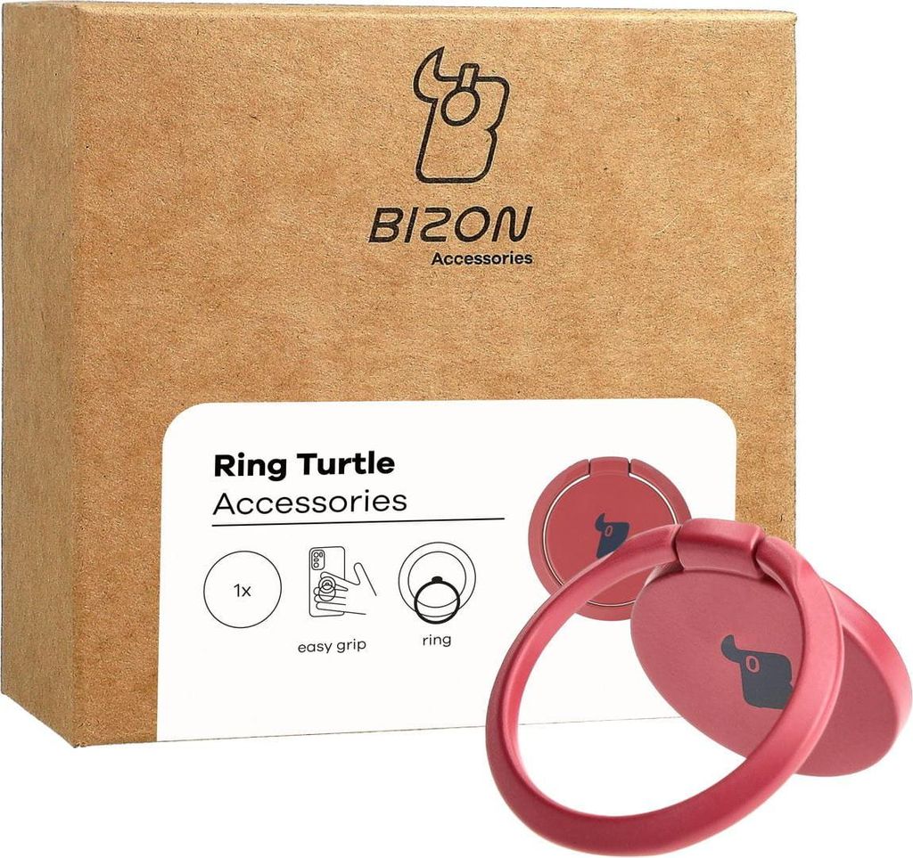 Uchwyt na palec Bizon Accessories Ring Turtle uniwersalny, różowy