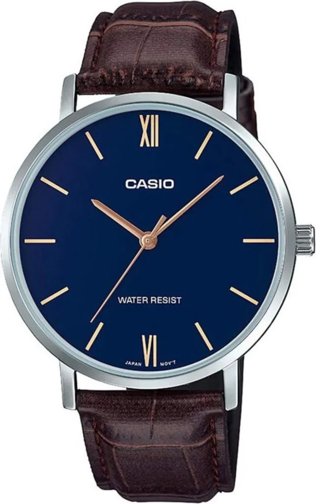 Casio MTPVT01L2B: Orologio Minimalista Blu e Cuoio per Uomo Moderno