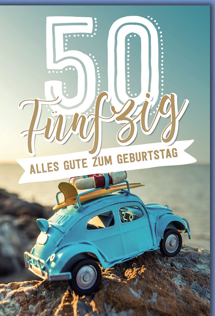 50. Geburtstag Auto am Meer alles Gute Glückwunschkarte mit Umschlag