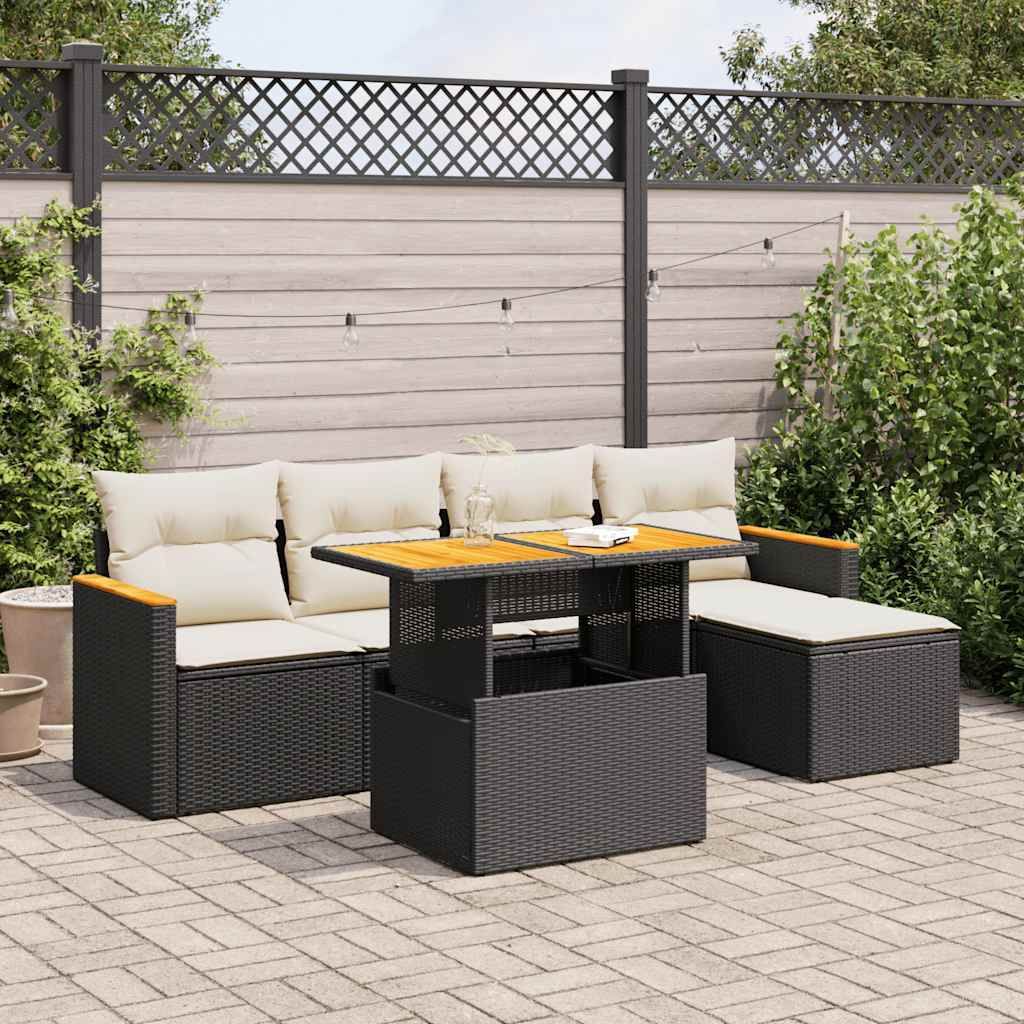 Maison Exclusive - 6-tlg. Garten-Sofagarnitur mit Kissen Schwarz Poly Rattan